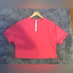 LIKE NEW LULULEMON All Yours cropped y shirt size 6 coral